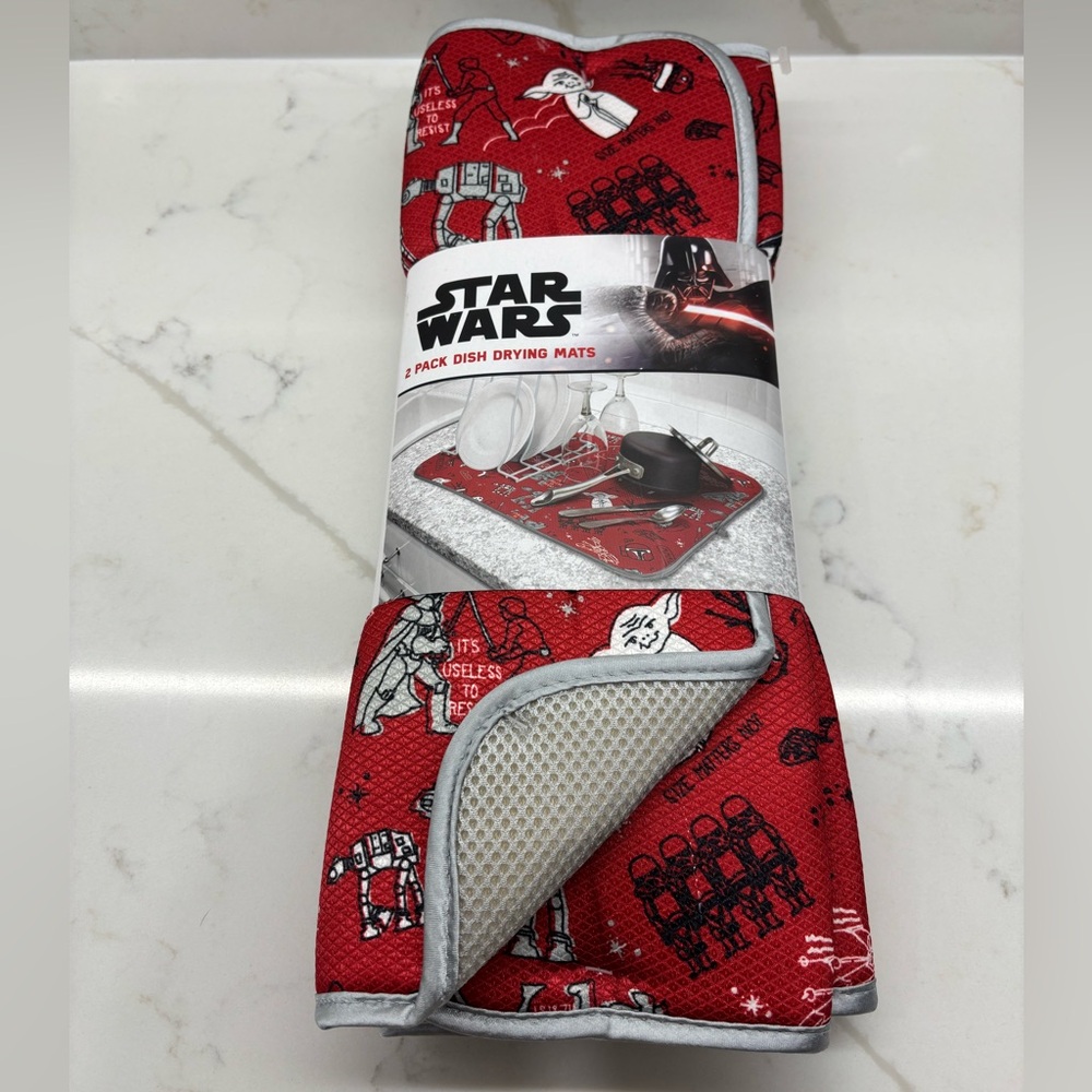 BNWT Star Wars Disney 2 Pack Red Dish Drying Mats Beat Brands Yoda Storm Trooper
